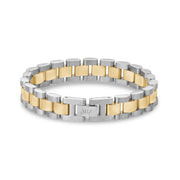 Mens Steel Bracelets - Two Tone Stainless Steel Watch Link Bracelet
