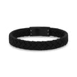 Mens Steel Leather Bracelets - 10mm Flat Italian Black Leather Engravable Bracelet