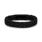 Mens Steel Leather Bracelets - 12mm Black Leather Black Clasp Engravable Bracelet