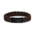 Mens Steel Leather Bracelets - 12mm Brown Leather Engravable Bracelet Engraved on Outside