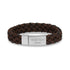 Mens Steel Leather Bracelets - 12mm Brown Leather Engravable Bracelet Engraved on Outside