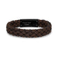 Mens Steel Leather Bracelets - 12mm Brown Leather Engravable Bracelet Engraved on Inside