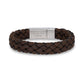 Mens Steel Leather Bracelets - 12mm Brown Leather Engravable Bracelet Engraved on Inside