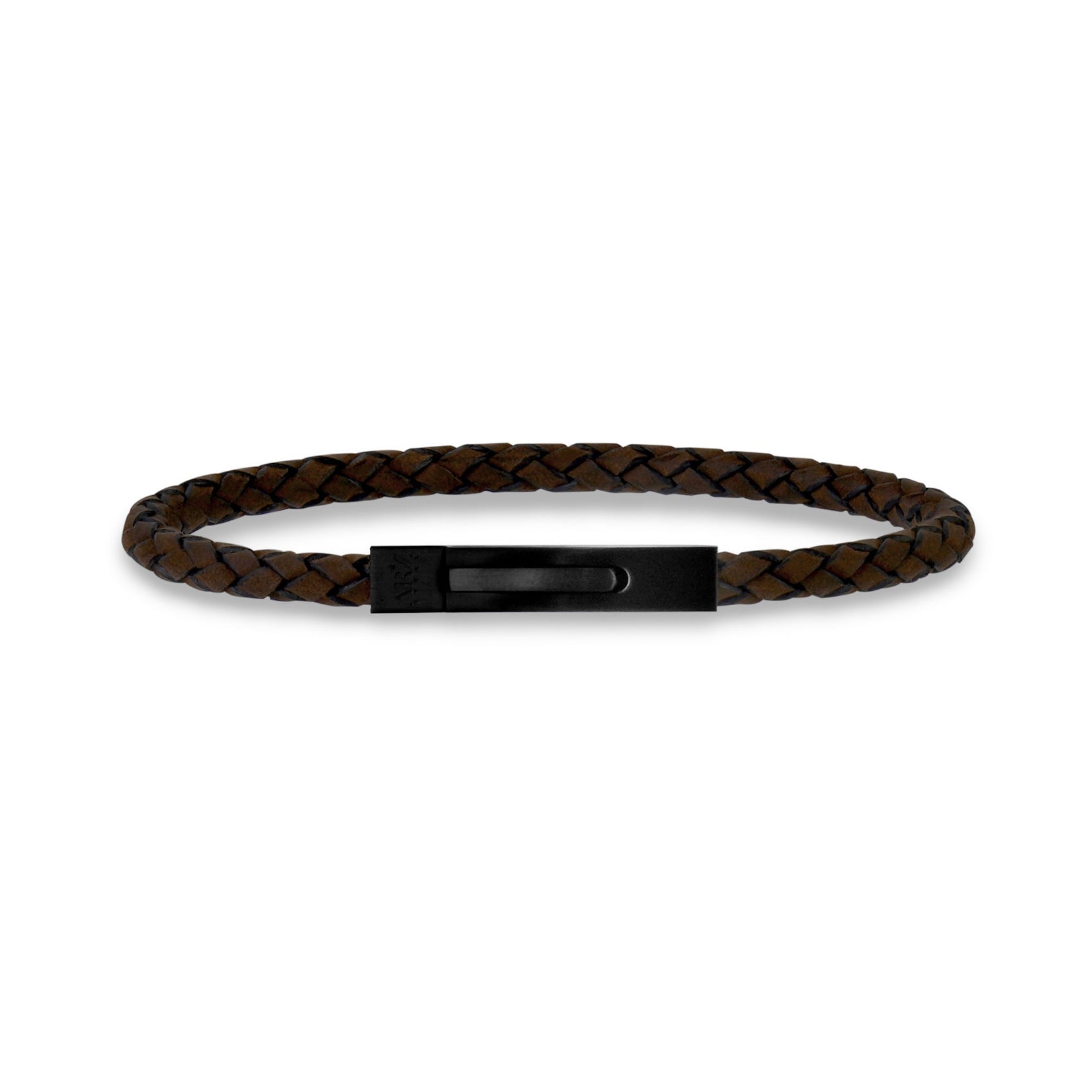 Mens Steel Leather Bracelets - 4mm Engravable Dark Brown Leather Bracelet