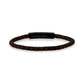 Mens Steel Leather Bracelets - 4mm Engravable Dark Brown Leather Bracelet