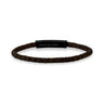 Mens Steel Leather Bracelets - 4mm Engravable Dark Brown Leather Bracelet