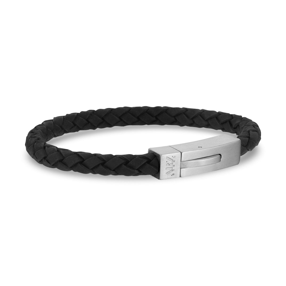 Personalized 6mm Black Leather Matte Steel Clasp Engravable Bracelet ...