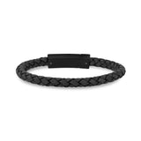 Mens Steel Leather Bracelets - 6mm Gray Leather Engravable Bracelet