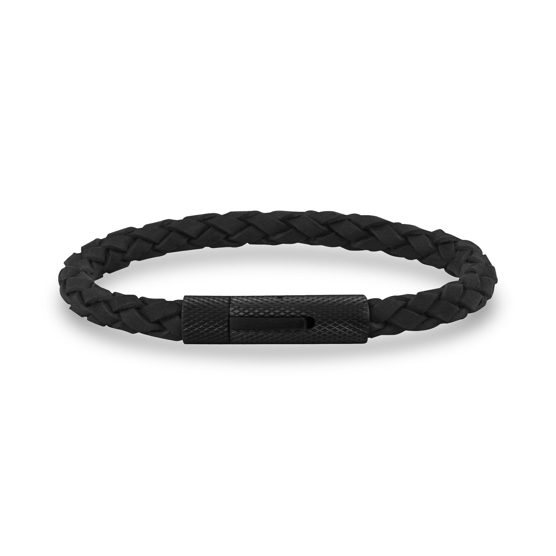 6mm matte black stainless steel clasp black and brown leather