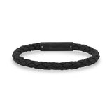 Mens Steel Leather Bracelets - 6mm Black Leather Bracelet