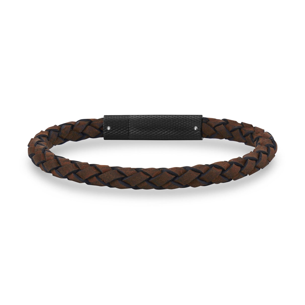 Mens Steel Leather Bracelets - 6mm Brown Leather Bracelet