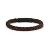 Mens Steel Leather Bracelets - 7mm Braided Square Brown Leather Steel Clasp Engravable Bracelet