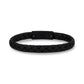 Mens Steel Leather Bracelets - 8mm Flat Black Leather Engravable Matte Bracelet