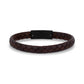 Mens Steel Leather Bracelets - 8mm Flat Brown Leather Engravable Matte Black Clasp Bracelet