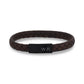 Mens Steel Leather Bracelets - 8mm Flat Brown Leather Engravable Bracelet