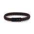 Mens Steel Leather Bracelets - 8mm Flat Brown Leather Engravable Bracelet