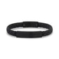 Mens Steel Leather Bracelets - 8mm Flat Leather Engravable Black ID Bracelet