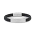 Mens Steel Leather Bracelets - 8mm Flat Leather Engravable Silver ID Bracelet