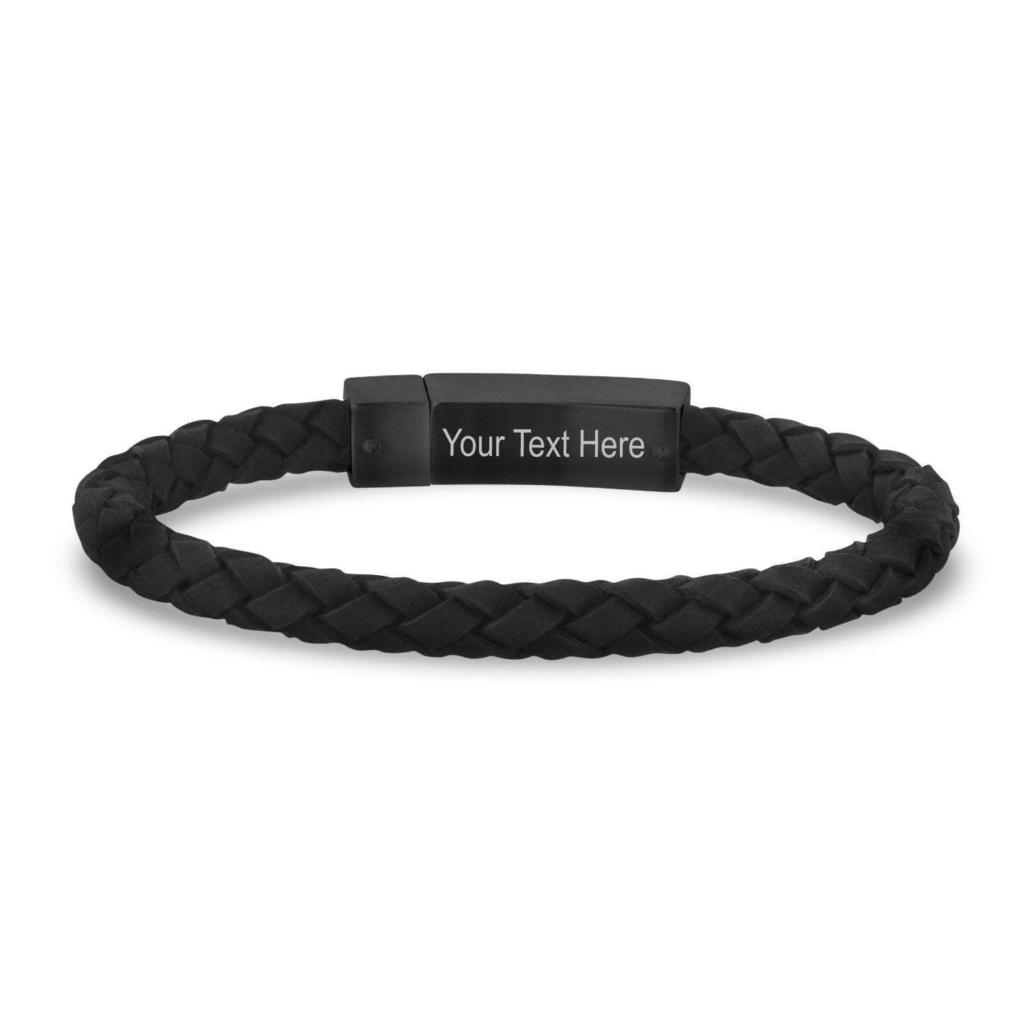 Stylish black 6mm leather bracelet with secure black stainless steel click-in clasp for everyday wear  