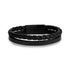 Mens Steel Leather Bracelets - Double Strand Engravable Leather Bracelet