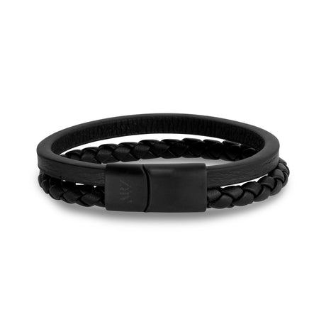 Mens Steel Leather Bracelets - Double Strand Engravable Leather Bracelet