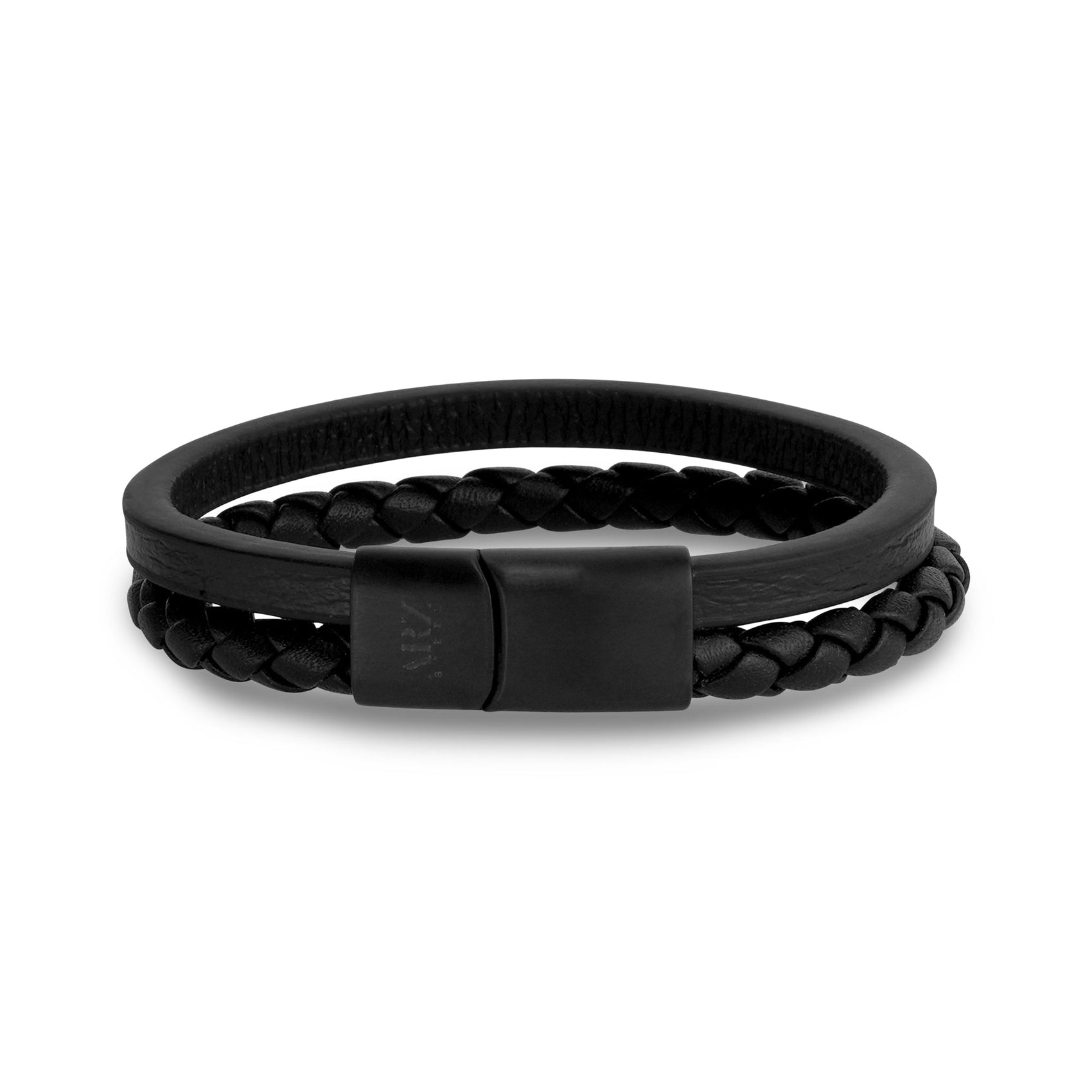 Mens Steel Leather Bracelets - Double Strand Engravable Leather Bracelet