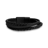 Mens Steel Leather Bracelets - Multi Strand Engravable Leather Bracelet