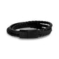 Mens Steel Leather Bracelets - Multi Strand Engravable Leather Bracelet