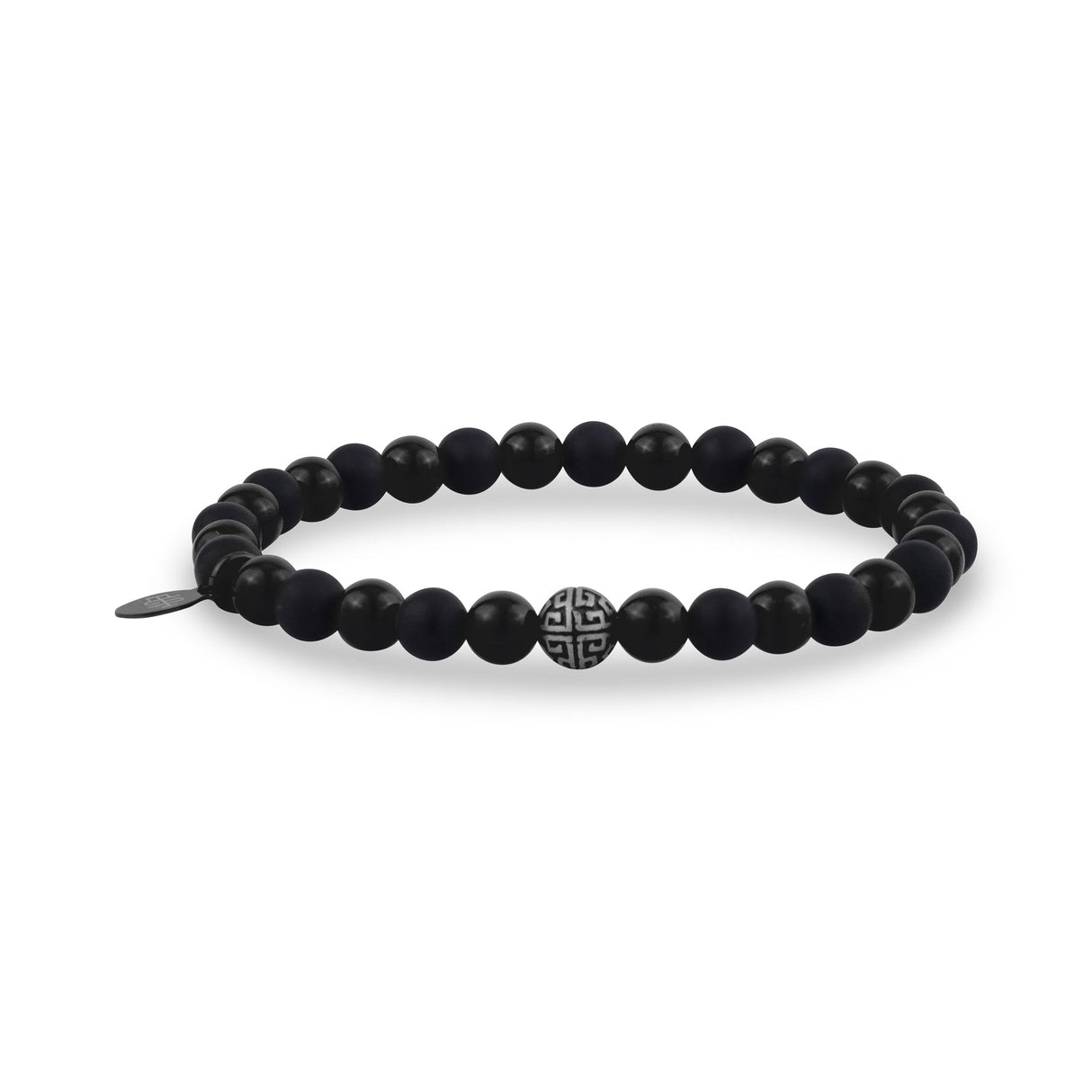 Unisex Bead Bracelet - 6mm Black Onyx Mix Stretch Bead Bracelet