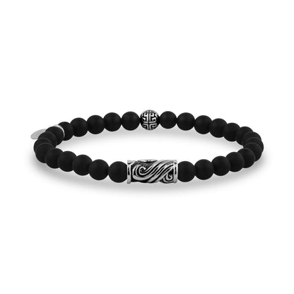 Unisex Bead Bracelet - 6mm Breeze Stretch Matte Black Onyx Bead Bracelet