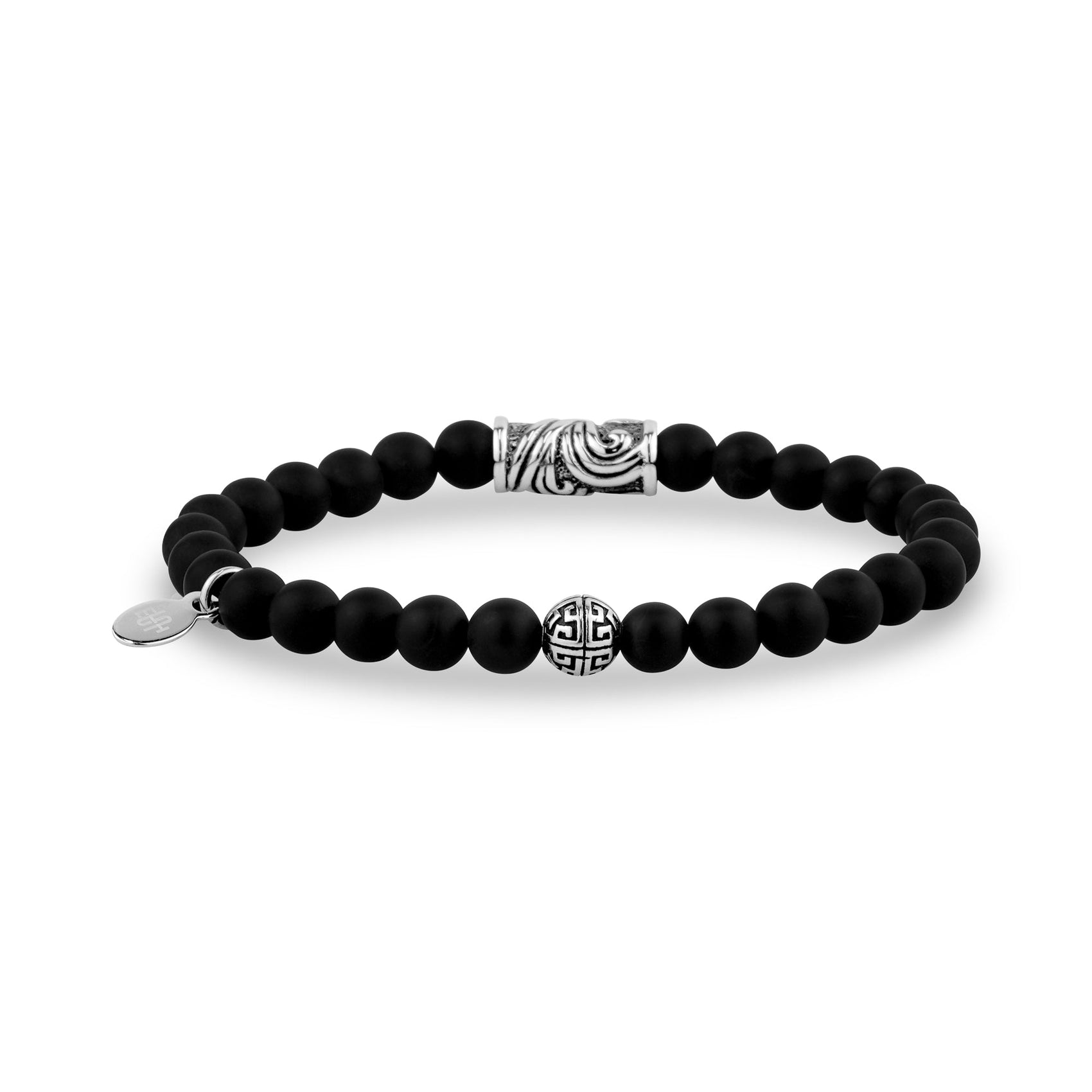 Unisex Bead Bracelet - 6mm Breeze Stretch Black Bead Bracelet
