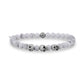 Unisex Bead Bracelet - 6mm Skull Bridge Stretch White Bead Bracelet