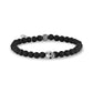 Unisex Bead Bracelet - 6mm Skull Head Matte Black Onyx Stretch Bead Bracelet
