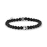 Unisex Bead Bracelet - 6mm Skull Head Matte Black Onyx Stretch Bead Bracelet
