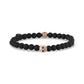 Unisex Bead Bracelet - 6mm Rose Gold Skull Head Matte Black Onyx Stretch Bead Bracelet