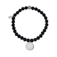 Unisex Bead Bracelet - Engravable Round Charm Stretch Matte Onyx Bead Bracelet