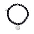 Unisex Bead Bracelet - Engravable Round Charm Stretch Matte Onyx Bead Bracelet