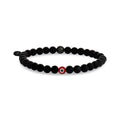 Unisex Bead Bracelet - Red Evil Eye 6mm Matte Black Onyx Bead Bracelet