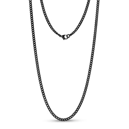 Unisex Necklaces - 3.5mm Black Stainless Steel Cuban Link Chain Necklace