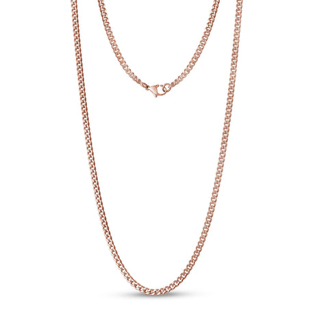 Unisex Necklaces - 3.5mm Rose Gold Stainless Steel Cuban Link Chain Necklace