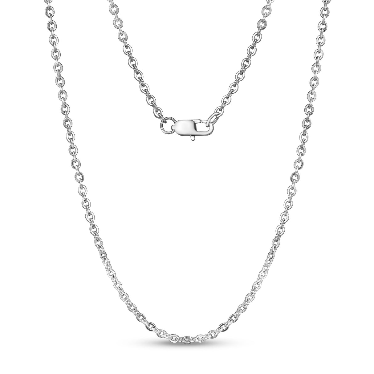 Unisex Necklaces - 3mm Flat Anchor Oval Link Steel Chain Necklace