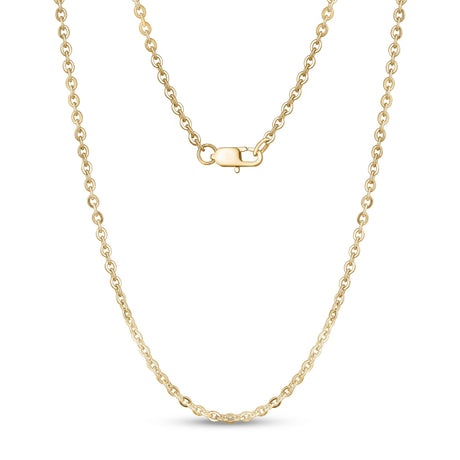 Unisex Necklaces - 3mm Flat Anchor Oval Link Gold Steel Chain Necklace