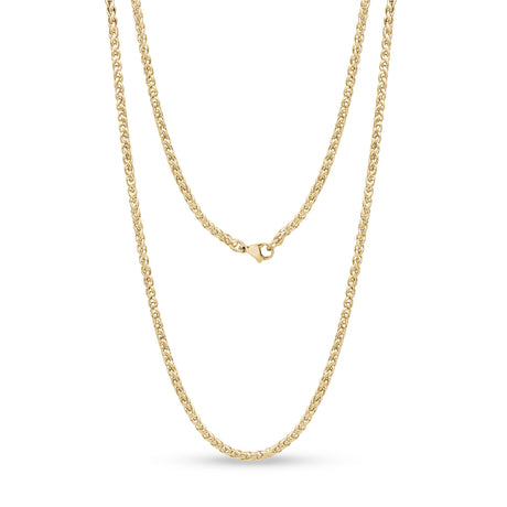 Unisex Necklaces - 3mm Gold Steel Wheat Chain