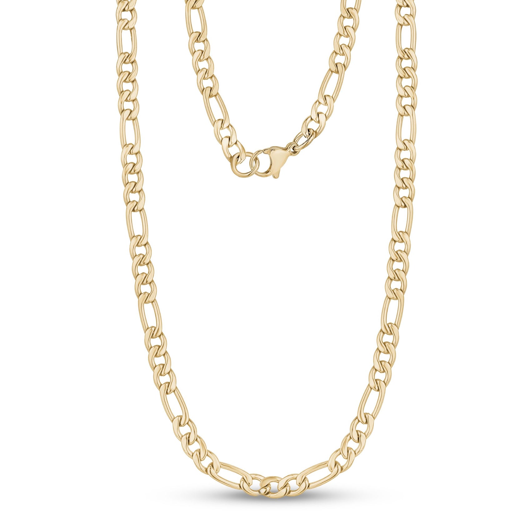 Men’s and women’s 5mm Figaro chain necklace in sleek, corrosion-resistant stainless steel  