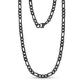 Unisex Necklaces - 5mm Black Stainless Steel Figaro Link Chain Necklace
