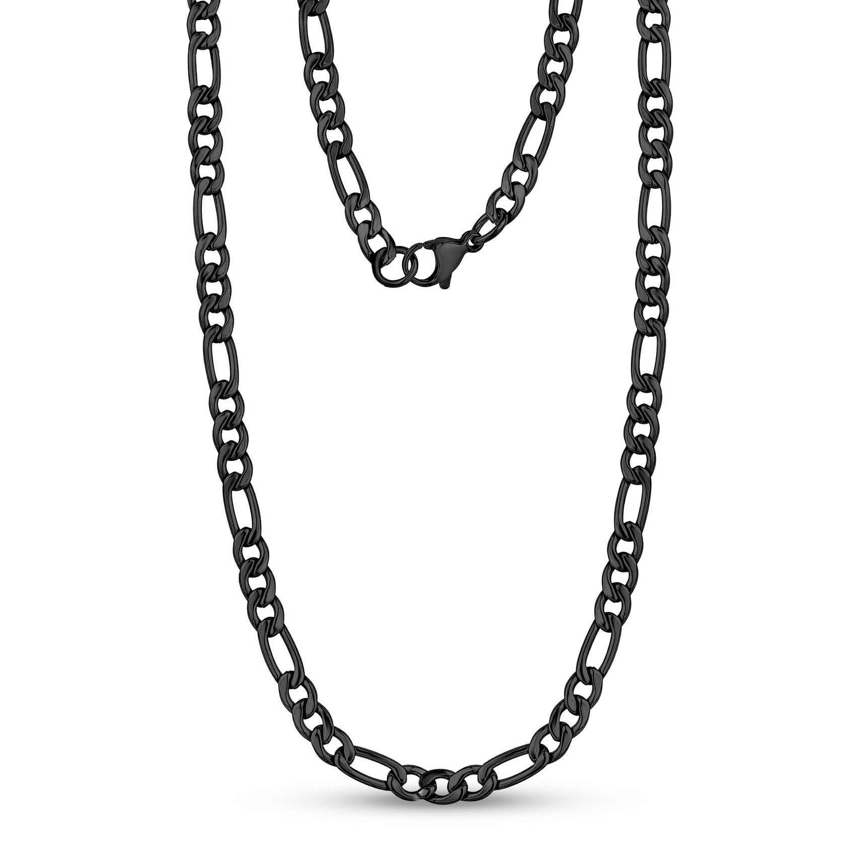 High-quality stainless steel Figaro chain necklace designed for versatile, unisex wear
