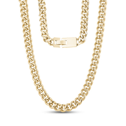 Unisex Necklaces - 8mm Engravable Gold Cuban Link Chain