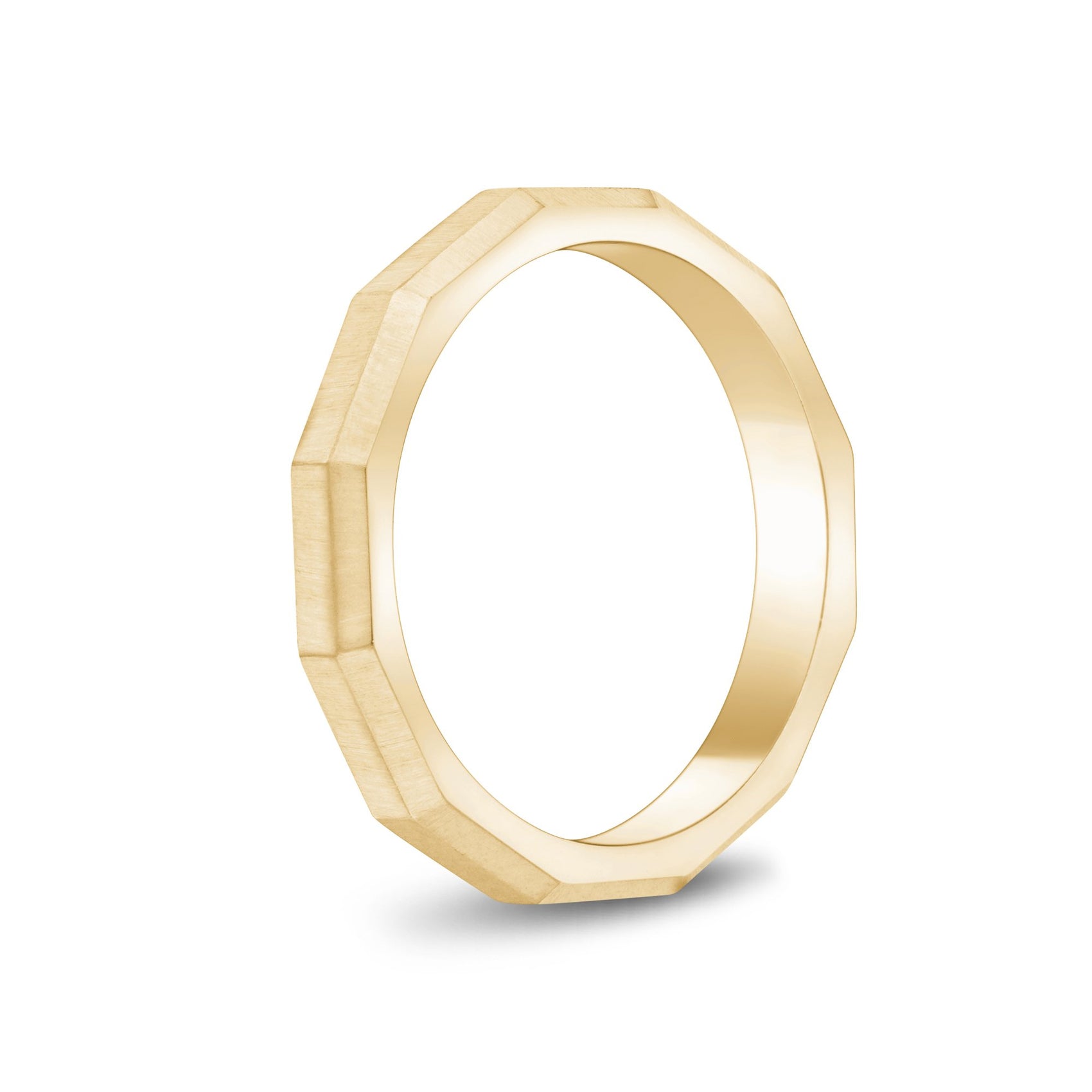 Unisex Ring - 3mm Faceted Matte Gold Steel Unisex Engravable Band Ring