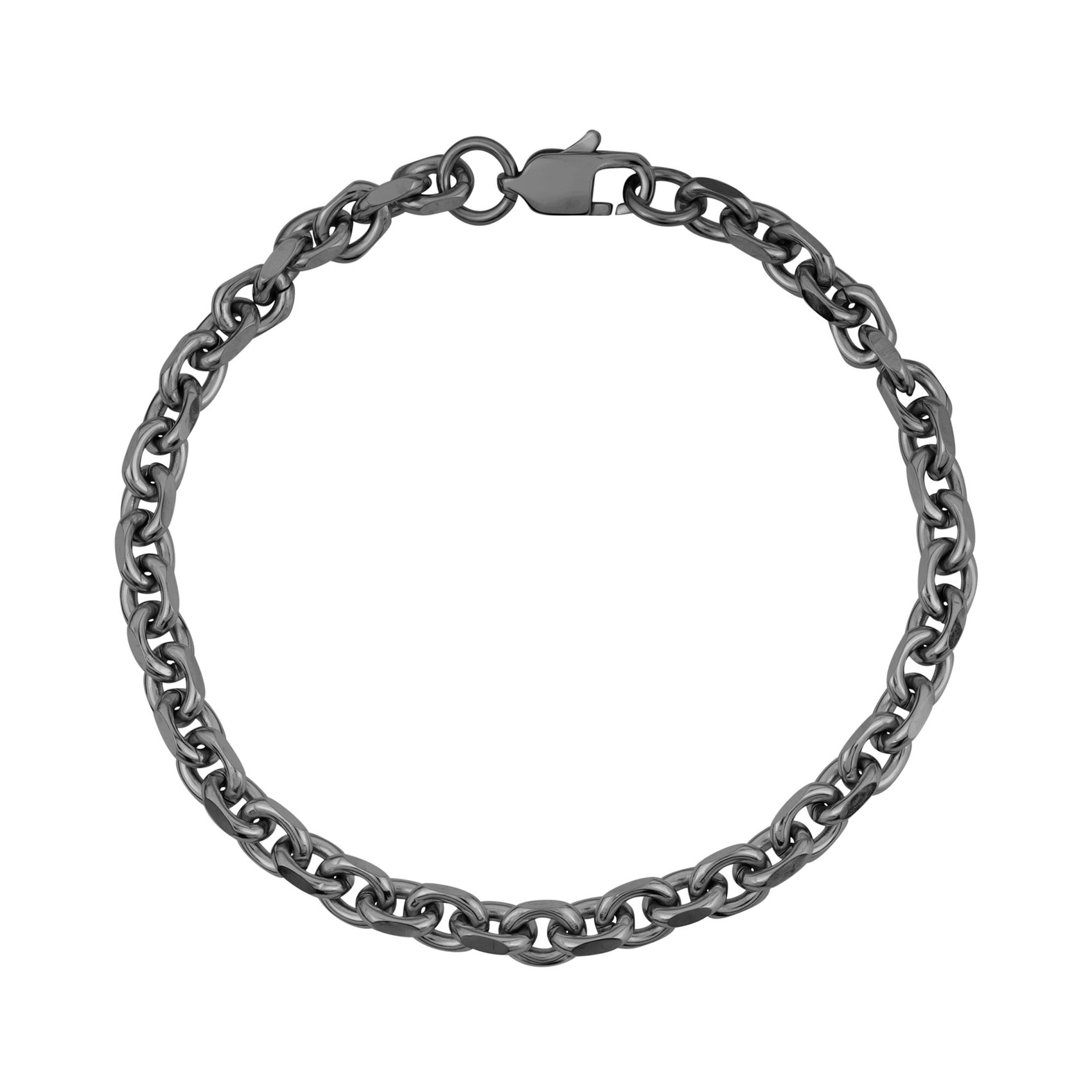 Unisex Steel Bracelet - 5mm Anchor Link Gun Metal Bracelet