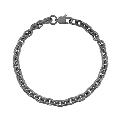 Unisex Steel Bracelet - 5mm Anchor Link Gun Metal Bracelet